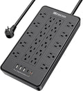 HITRENDS Power Strip with USB C, Surge Protector Power Strip with 22 Outlet & 3 USB A Ports & 2 USB C Port, 1875W/15A Multiplug with Flat Plug, 6 Ft Extension Cord for Home Office