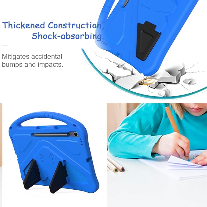 Kids Case for Samsung Galaxy Tab S10 FE+ (Plus) 13.1" 2025, Techcircle Light Weight Shock Proof EVA Foam Handle Rugged Stand Protective Cover, Blue