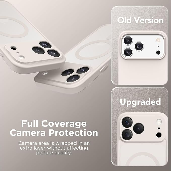 CAPRARO Magnetic for iPhone 17 Pro Max Case, Upgraded [Full Camera Protection] [Compatible with MagSafe] Protective Translucent Matte Women Girl Phone Case Cover, Stone