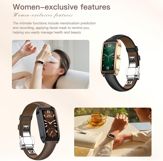 Yihou Fitness Trackers for Women Dainty Smart Watch Fitness Watch with Multiple Sport Modes Sleep Monitoring Heart Rate Monitor Step Counter Female Health for Android iOS Black Brown