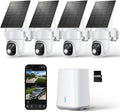 SV3C Solar Security Cameras Wireless Outdoor, 2K Dual Lens Camera System with Hub, Cross-Camera Tracking, 360° Pan Tilt, Color Night Vision, 2-Way Audio, No Subscription, 4 Camera Kit