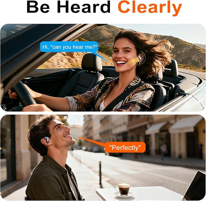 kurdene Wireless Earbuds 5.4 Bluetooth Headphones, Open Ear Buds with Deep Bass Sound, 60Hrs Playtime Earphones Secure Fit for Earhooks for Running, Meeting, Workout-Black