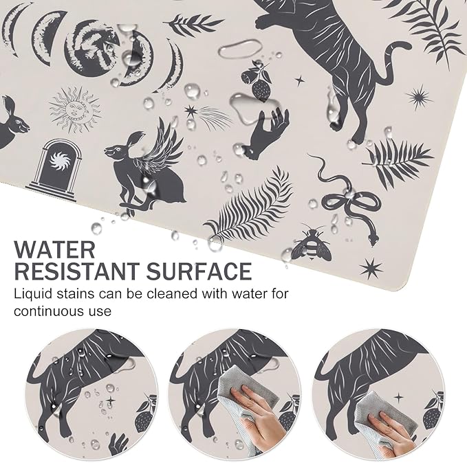 L-SPOUTTO Mystical Desk Mat for Keyboard and Mouse,Astrology XXL Gaming Mouse Pad,Large 35.4x15.7in Non-Slip Rubber Base Keyboard Pad Desktop Mat for Laptop Computer Work Home Office-Wild Animal