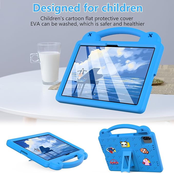 AKABEILA Compatible with Honor Pad X8a 2024/Infinix Xpad 11 inch 2024 Tablet Case, Kids Friendly Universal Lightweight Shockproof Protective Case with Shoulder Strap & Stand Handle Sky Blue