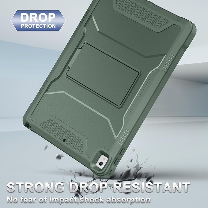 Soke Case for iPad 6th/5th Generation 9.7 Inch 2018/2017,with Built-in Screen Protector and Kickstand, Rugged Full-Body Heavy Duty Protective Cover for Apple iPad Air 2 /Pro 9.7 - Calke Green