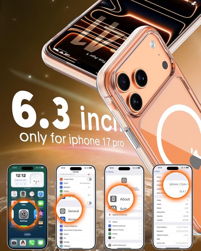 3-in-1 for iPhone 17 Pro case with Screen Protector & Camera Cover, N52 Magnetic Phone Case Compatible with MagSafe, Non-Slip Matte Bumper with Crystal Clear Back, Anti-Scratch Protective Slim Kit
