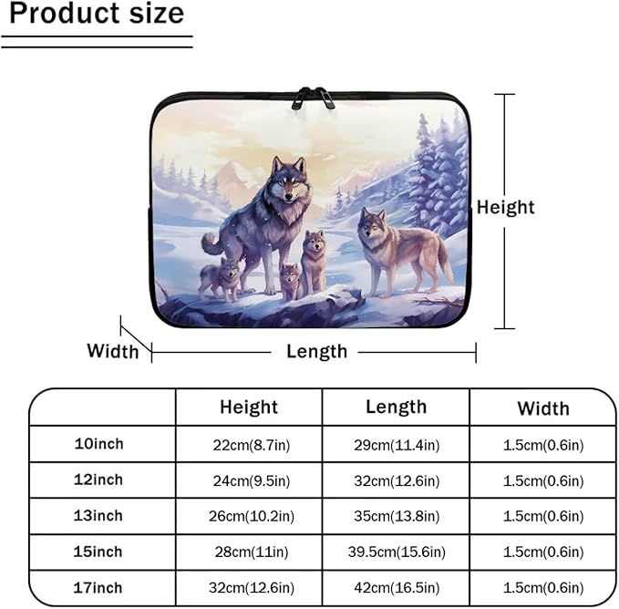 Cool Wolf Laptop Sleeve for Women 15 inch Lap Top Case Portable Laptop Accessories with Versatile Uses Computer Sleeve Laptop Pouch Ideal Gifts for Holidays Purple, 240703BZ1403012