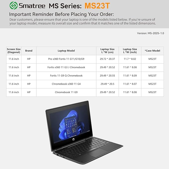 Smatree MS23T Hard EVA Protective Sleeve with Stand Compatible for 11.6 inch HP Pro x360 Fortis 11 G11/G10/G9, HP Fortis 11 G9 Q/x360 11 G3 J, Chromebook 11 G9/x360 11 G4 Laptop Bag,Green