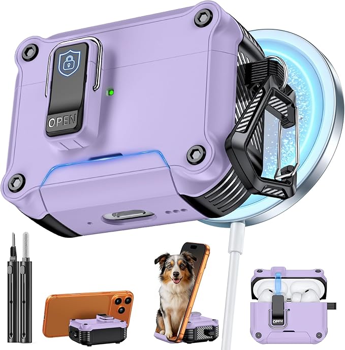 Inesore Compatible with AirPods Pro 3 Generation Case,Secure Lock & Phone Stand Design,Compatible with MagSafe,Automatic Snap Switch Secure Cover for New AirPods Pro 3rd (2025)-Purple