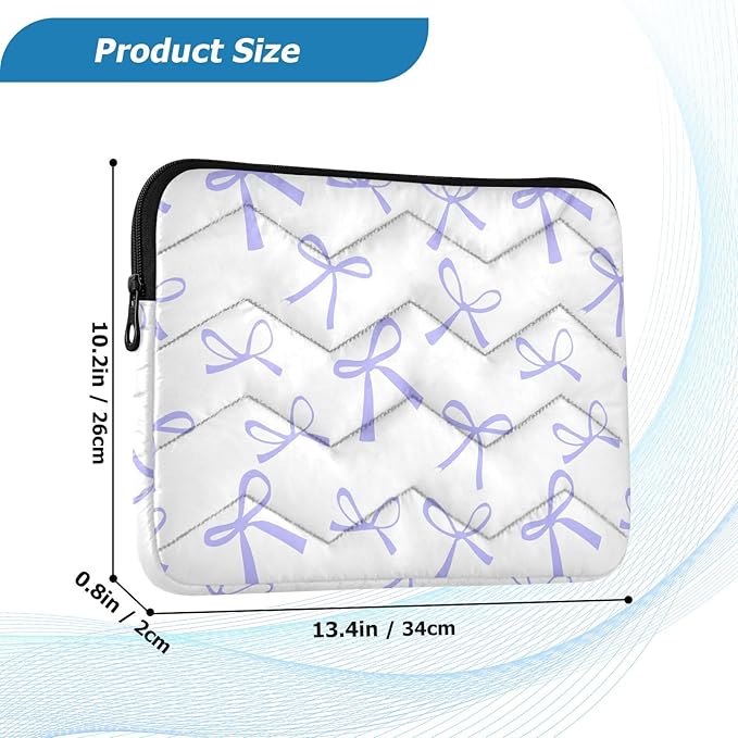 Laptop Case Sleeve, Blue Purple Bow Pattern Shockproof Protective Computer Carrying Cover, Briefcase Handbags 13-13.3inch Laptop Sleeve Bag