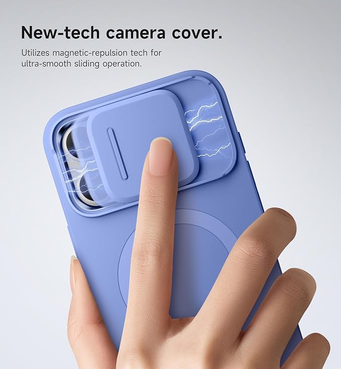 SURITCH for iPhone 16 Pro Max Case with Magnetic Camera Slide Cover and Adjustable Kickstand, Compatible with MagSafe, Shockproof Bumper Case Slim Protective Cover 6.9 Inch, Starlight Blue