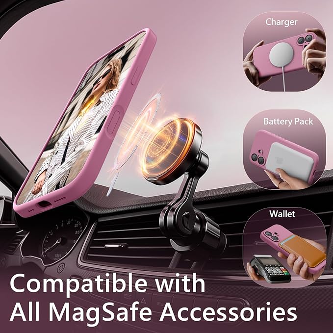 FireNova Magnetic for iPhone 17 Case, Compatible with MagSafe, [Integrated Silicone Camera Control Button] [Camera Protection] Anti-Scratch Microfiber Lining Phone Case, 6.3", Lilac Purple