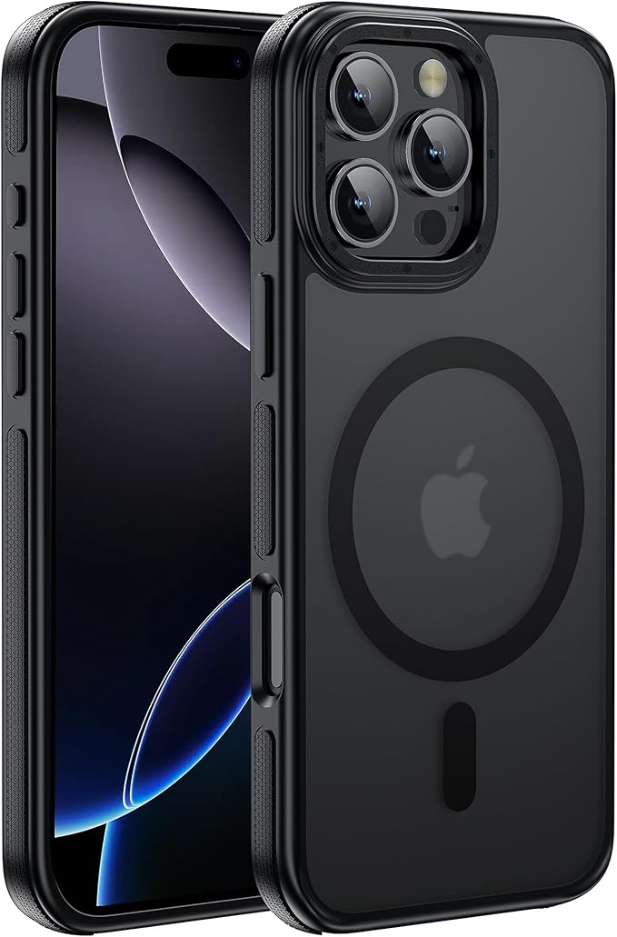 Strong Magnetic case for iPhone 16 Pro [10Ft Military-Grade Protection] Compatible with fit MagSafe Shockproof Slim Thin Cover 6.3 inch 16 Pro Phone case, Black Bumper