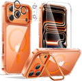 Tigowos Magnetic for iPhone 17 Pro Case Fits MagSafe Camera Len Protector*1 16FT Drop Resistant Matte Skin Feeling Back Cover Shockproof Slim Fit for iPhone 17 Pro Phone Case 6.3 inch,Orange