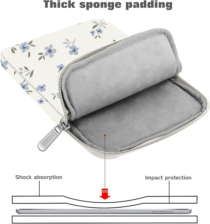 MoKo 9-11 Inch Tablet Sleeve Bag Carrying Case Fits New 11inch iPad Air M4, iPad A16 2025, iPad Pro 11 M4, Air 5/4/3, iPad 10/9/8th Gen, Tab S8/S9 11", Tablet Carrying Case, Mint Blue Floral