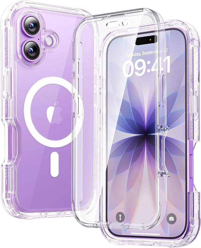 Diaclara Magnetic Designed for iPhone 17 Case 6.3 Inch Full Body Bumper,[Compatible with MagSafe] Military Drop Proof Cover with Built-in Touch Sensitive Anti-Scratch Screen Protector Clear