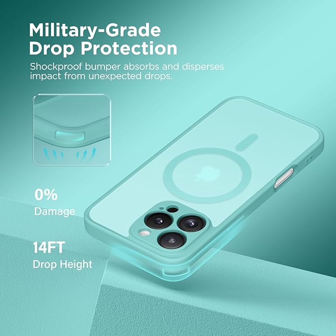 CAPRARO Magnetic Compatible with iPhone 16 Pro Case, Upgraded [Full Camera Protection] [Compatible with MagSafe] Protective Translucent Matte Women Girl Phone Case Cover, Smoky Blue