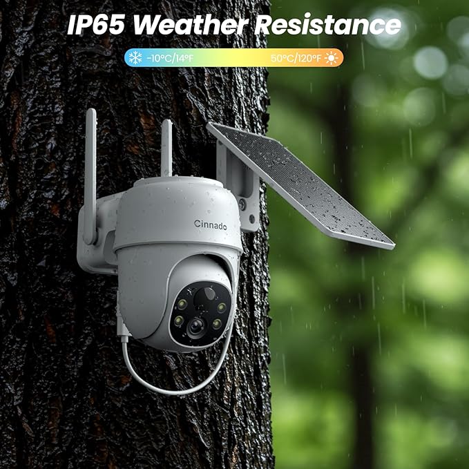 Cinnado 2K Cameras for Home Security-2.4G WiFi Outdoor Camera Wireless Solar/Battery Powered, 360° Viewing, Human Detection, Color Night Vision, Cloud/SD Storage B6 (B6-White-3pack-2.4G)