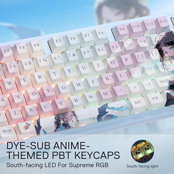 Redragon K728 PRO SE 80% 87 Keys Wireless Gasket RGB Gaming Keyboard, 3-Mode Anime Mechanical Keyboard w/Hot-Swap South-Facing LED Socket, 5-Layer Noise Dampening, Custom Hi-Fi Linear Switch