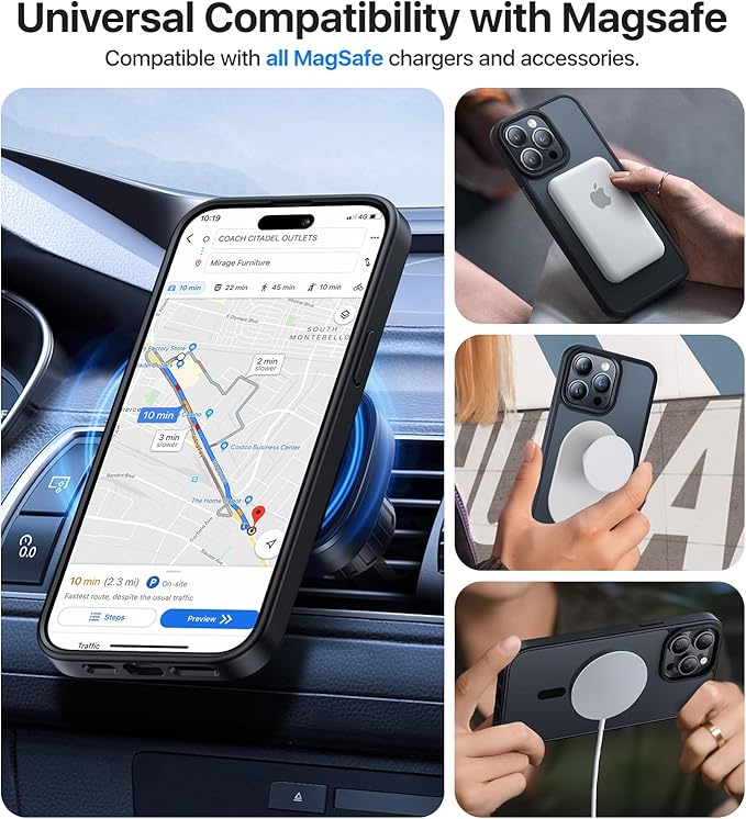Magnetic for iPhone 12 Pro Max Case, [Compatible with MagSafe][Military-Grade Drop Protection][Anti-Yellowing] Shockproof Translucent Matte Cover for iPhone 12 Pro Max Phone Case,Black