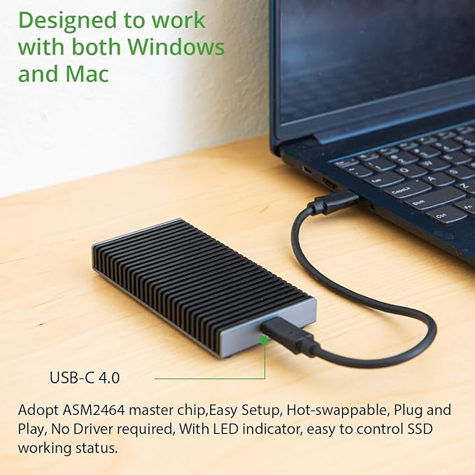 Portable NVMe USB4.0 (USB-C) SSD Ultra Fast External SSD Drive Aluminum Enclosure