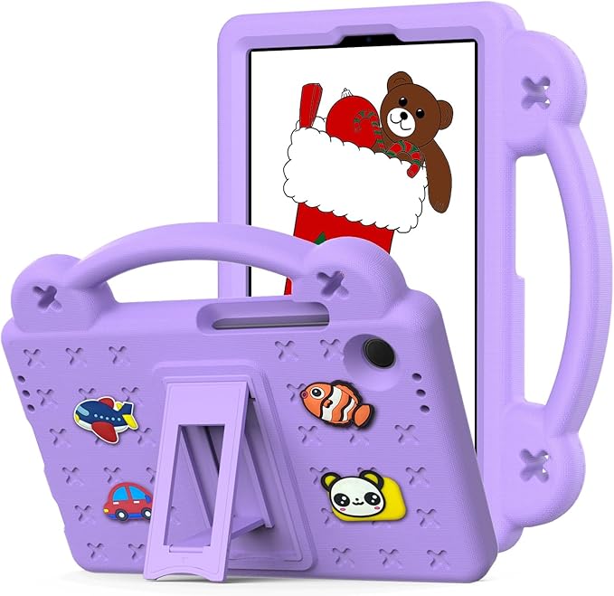 AKABEILA Compatible with Samsung Galaxy Tab A9 8.7 X115N(2023) Tablet Case, Kids Friendly Universal Lightweight Shockproof Protective Case with Shoulder Strap & Stand Handle Light Purple