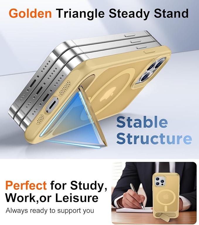 Magnetic Compatible with iPhone 12 Case & iPhone 12 Pro Case, [Built-in Invisible Kickstand][Compatible with MagSafe][Military Grade Shockproof] Slim Translucent Matte Phone Case 6.1"