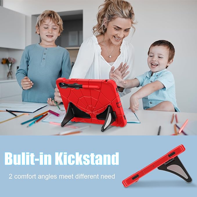 AKABEILA Compatible with Samsung Galaxy Tab S8/S9/S9 FE /S 10/S 10 FE /S10 Lite 11 inch(2023) Tablet Case,Lightweight Shockproof Rugged Protective Cover with Kickstand for Kids Red Black