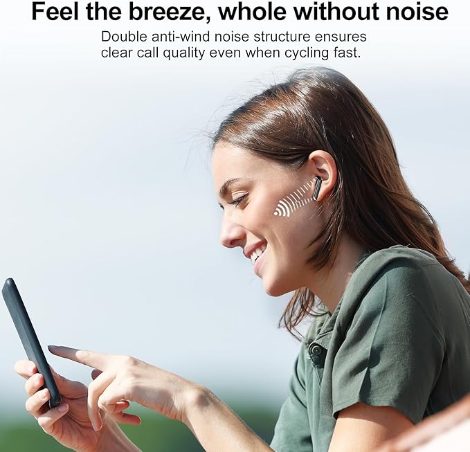 Jesebang Wireless Earbuds, Bluetooth 5.4 Headphones HiFi Stereo, Bluetooth Earbuds with ENC Noise Cancelling Mic, 36H LED Display Ear Buds, IPX7 in Ear Earphones for Phone Tablet Laptop Sports, Black