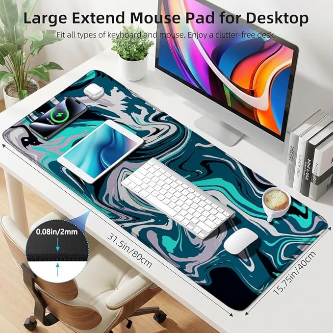 Large Mouse Pad for Desk - Gaming Mouse Pad with Stitched Edges, Anti-Slip Base, Desk Pad for Keyboard and Mouse