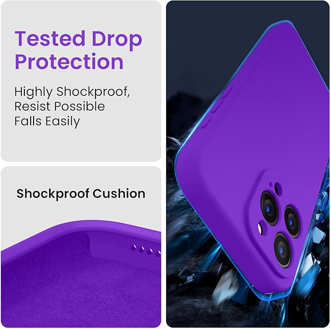 FireNova Designed for iPhone 15 Pro Max Case, Silicone Upgraded [Camera Protection] Phone Case, Soft Anti-Scratch Microfiber Lining Inside, 6.7 inch, Neon Purple