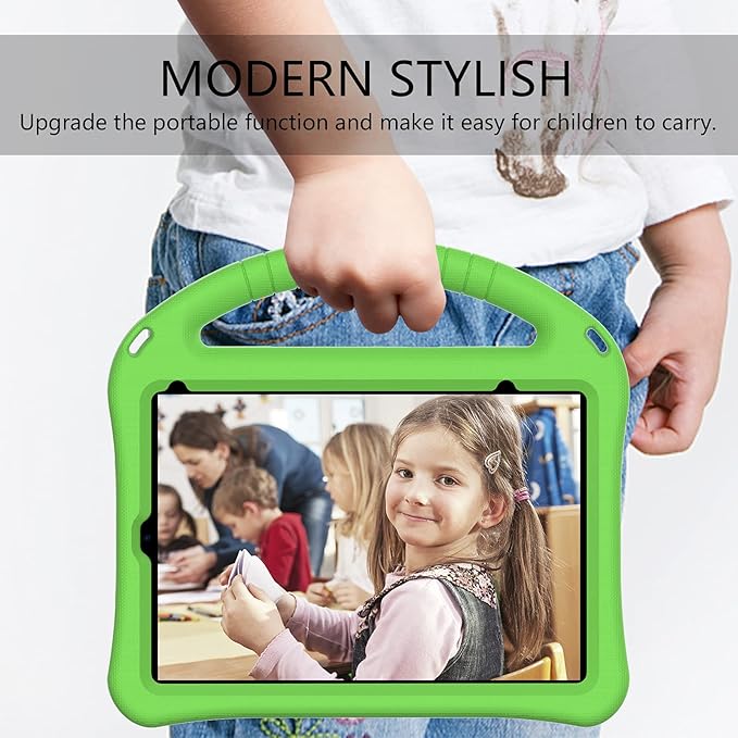 Kids Case for Apple iPad mini 7 2024/ iPad mini 6 2021 8.3", EVA Durable Shockproof Handle Kickstand Lightweight Kids Friendly Cover Case with Shoulder Strap, Green