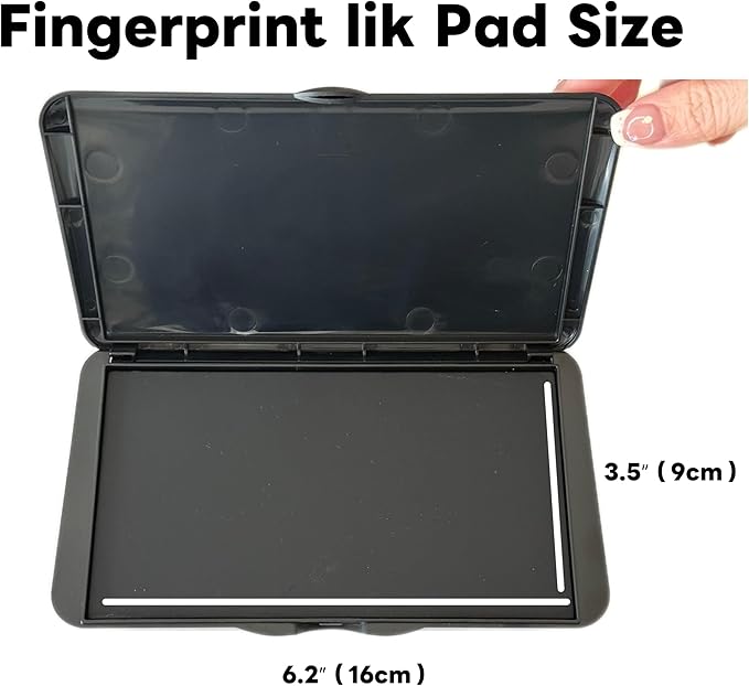 Fingerprint Ink Pad Ultra-Black 6.2" – Quick-Dry, Flawless, Non-Toxic Ink for 10,000+ Clear Prints – Large Stamp Pad for Notary, ID Verification, Banks, Schools, Law Enforcement & Legal Forms