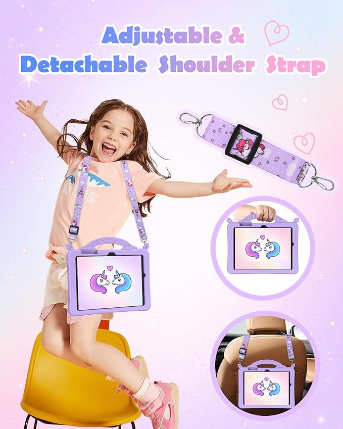 Uppuppy for Samsung Galaxy Tab A9 Plus Case 11 Inch - Cute Girls Kawaii Cover Girly 3D Cartoon Teen with Rotating Stand & Strap Purple Soft Silicone for Samsung A9 Plus Tablet Cases