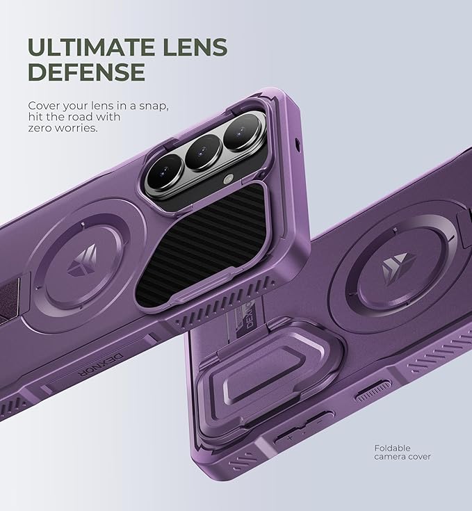 Dexnor for Samsung Galaxy S26 Plus Case with Camera Cover & Adjustable Kickstand & Screen Protector, Compatible with MagSafe, Rugged Shockproof Bumper Cases Magnetic Protective Cover(2026),6.7",Purple
