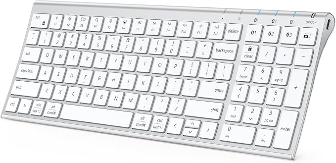 iClever BK10 SE Bluetooth Keyboard for Mac, Multi-Device Slim Wireless Keyboard with Numeric Keypad, Standard Full-Size Keys, USB-C Rechargeable, Compatible with iPad Windows iOS Android