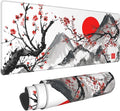 Extended Gaming Mouse Pad XL，White Japanese Cherry Blossom Large Mouse Mat Desk Pad, Extended Stitched Non-Slip Rubber Edges Mousepad 31.5 X 11.8 Inch
