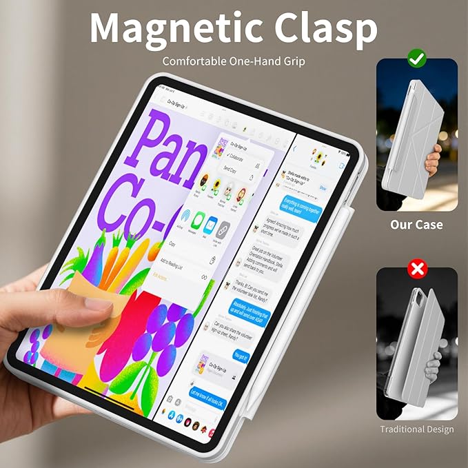 Case for iPad Air 13-inch M4/M3/M2 (2026/2025/2024), iPad Pro 12.9” 6th/5th/4th/3rd Generation Case, Origami Trifold Multi-Angle Stand, Magnetic Flap, Full-Protective Cover, Pink Jaguar