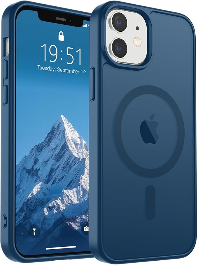 SUPFINE Magnetic for iPhone 12 Case/iPhone 12 Pro Case (Compatible with MagSafe)(Military Grade Drop Protection) Slim Translucent Matte Shockproof with Anti-Fingerprint Phone Case,Deep Blue