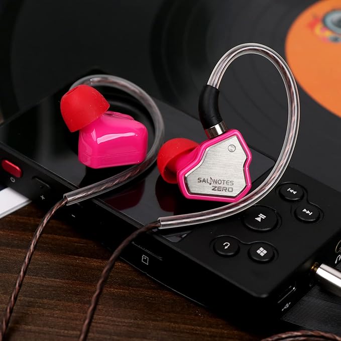 Linsoul 7Hz Salnotes Zero HiFi 10mm Dynamic Driver in-Ear Earphone IEM with Metal Composite Diaphragm Stainless Steel Faceplate Detachable 2Pin OFC Cable (Rose, with Mic, Type C)
