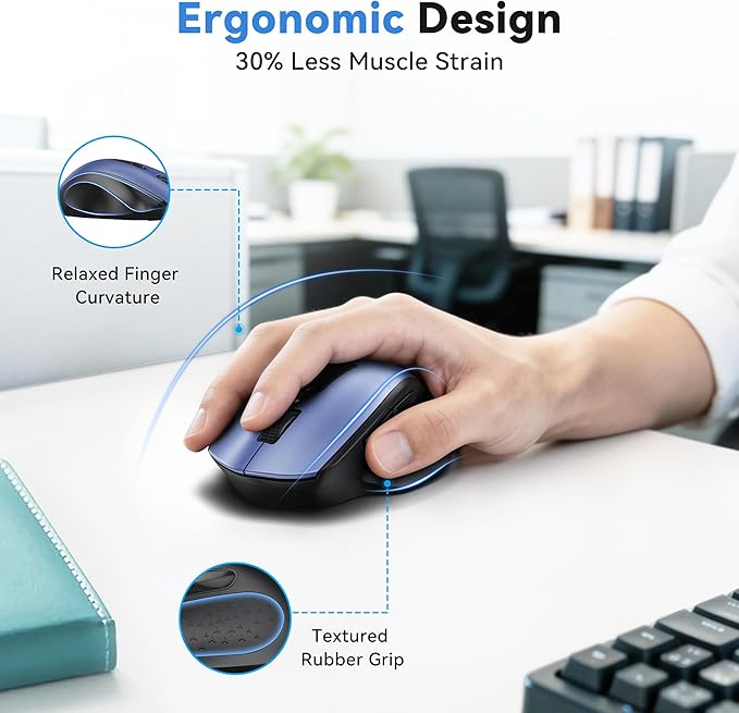 TECKNET Wireless Mouse for Laptop, Silent Mouse Quiet Click, Computer Mice Wireless, 6 Adjustable 4000 DPI Computer Mice