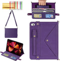 Handbag Case for iPad Mini 5th/4th/3th/2th/1st Generation 7.9-inch, Techcircle Folio Stand PU Leather Crossbody iPad Mini Cover with Hand Strap, Multiple Card Slots Envelope Pocket Wallet Case, Purple