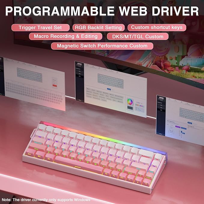 AULA Hero 68 HE 60% Wired Gaming Keyboard, Hall Effect Magnetic Switch Keyboard with Adjustable Actuation, Fast Trigger Mode, 8K Hz Polling Rate, 0.125ms Latency,RGB Backlit, Side Printed PBT Keycaps
