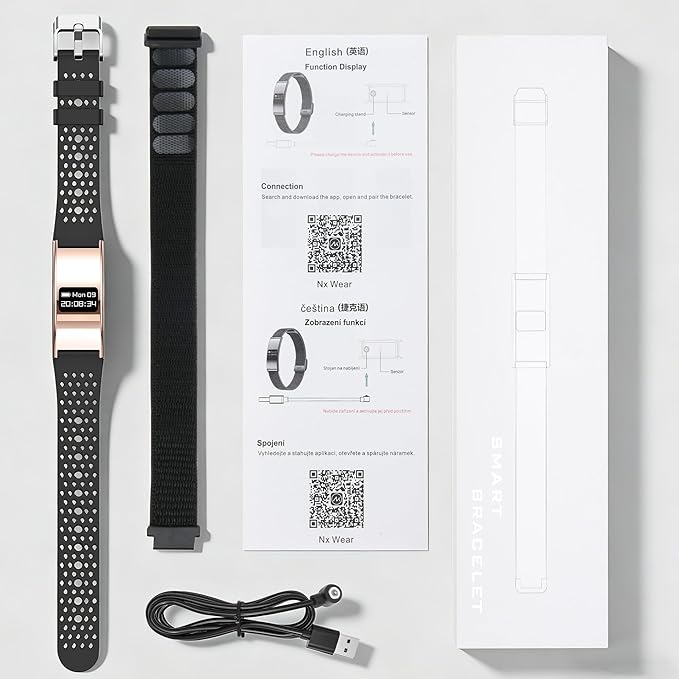 Smart Bracelet for Women Men, Activity & Fitness Trackers/SpO2/Heart Rate/Sleep Stress/1ATM Waterproof,Automatic Monitoring Wearable Fitness Tracker with Free App,2 Bands (Golden)