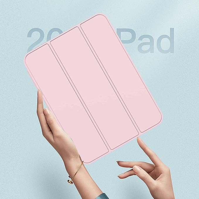 iMieet iPad mini 7 Case 2024 (A17 Pro), iPad mini 6 Case (8.3-Inch,2021 Model), iPad mini 7th/6th Generation Case with Pencil Holder, Trifold Stand Smart Case with Soft TPU Back,Pink