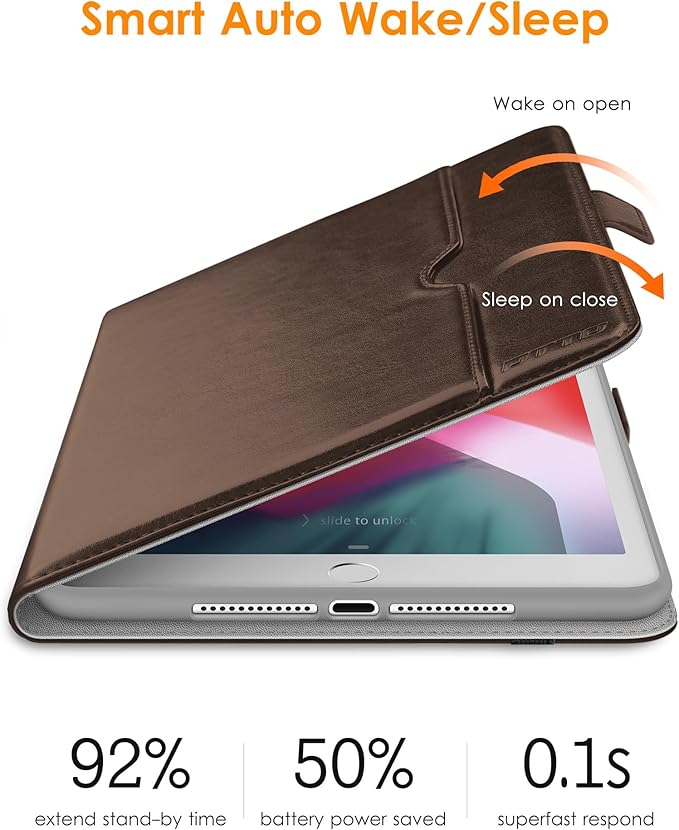 DTTO for iPad 9.7 Inch 5th/6th Generation 2018/2017 Case with Apple Pencil Holder, Premium Leather Folio Stand Cover Case for Apple iPad 9.7 inch, Also Fit iPad Pro 9.7/Air 2/Air - Dark Brown