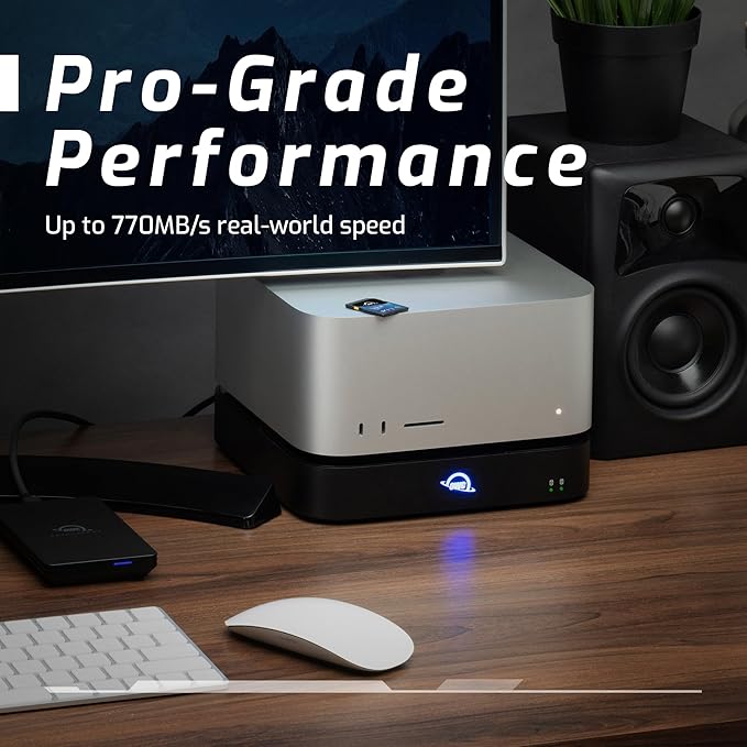 OWC 20TB (20.0TB HDD 7200 RPM Drive) miniStack STX, Upgradeable,Stackable Expansion Solution and Thunderbolt Hub/Mini Dock for Mac Studio, Mac mini and Other Devices. Matte Black