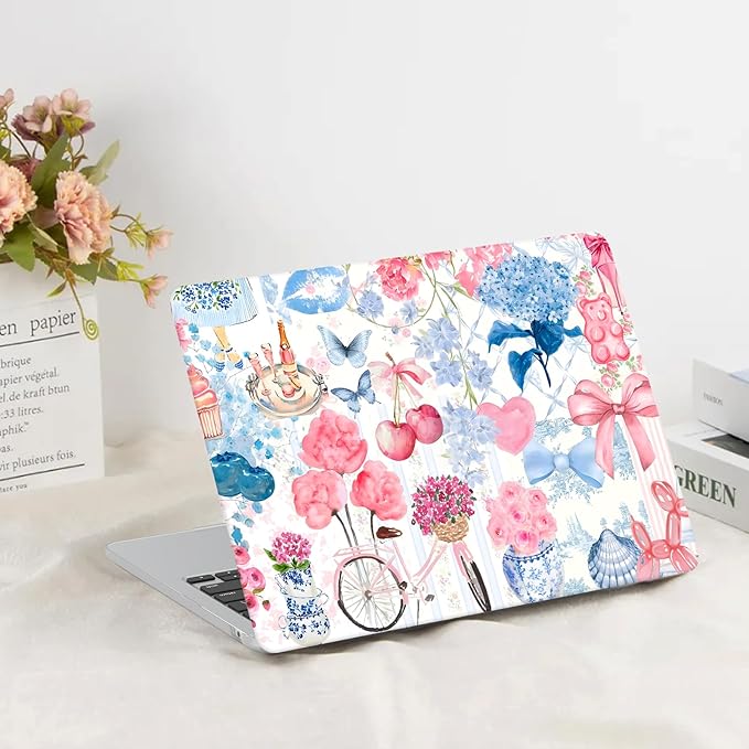 G JGOO Compatible with MacBook Air 13 inch Case 2026 2025-2022 M5 A3449 M4 A3240 M3 A3113 M2 A2681, Hard Shell for MacBook Air 13.6 inch Case + Keyboard Cover +Screen Protector, Pink Blue Collage