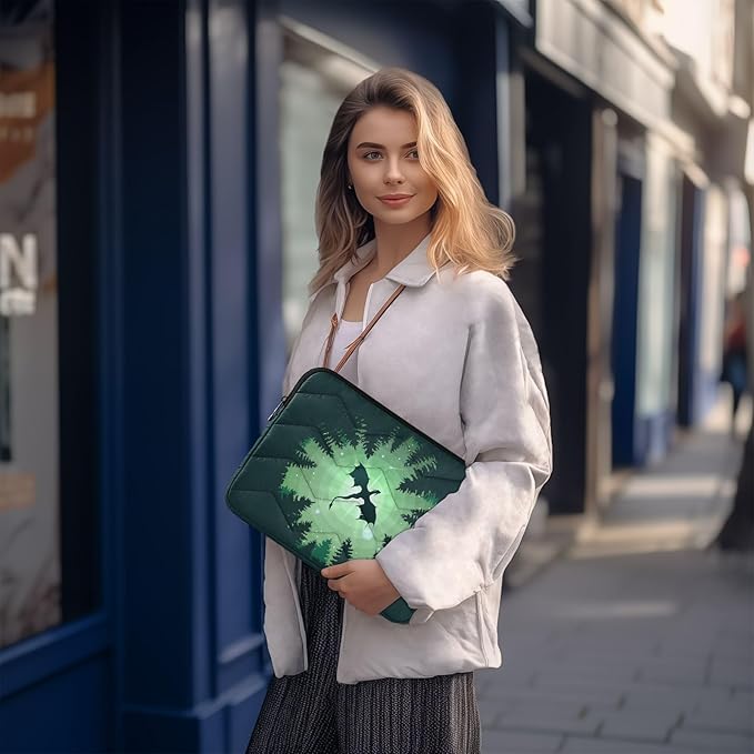 Cute Laptop Sleeve 13 inch Forest Dragon Starry Sky Dragon Green Laptop Cover for Women's 14 inch Waterproof Tablet Bag