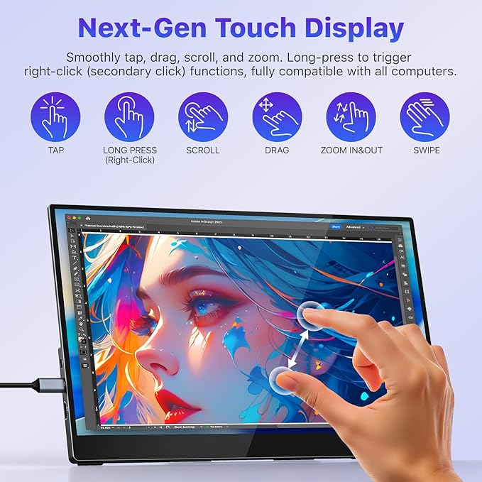 VisionOwl Portable Monitor for Laptop, IPS USB-C HDMI Travel Second Monitor for MacBook Pro Air, PC, PS5, Xbox, Portable Second Screen, Built-in Kickstand, Speakers, VESA Mountable, 15.6
